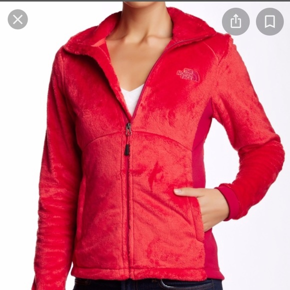 The North Face Size Small Tech Orange Pink Womens Ositio Fluffy Fleece Jacket - Picture 1 of 8